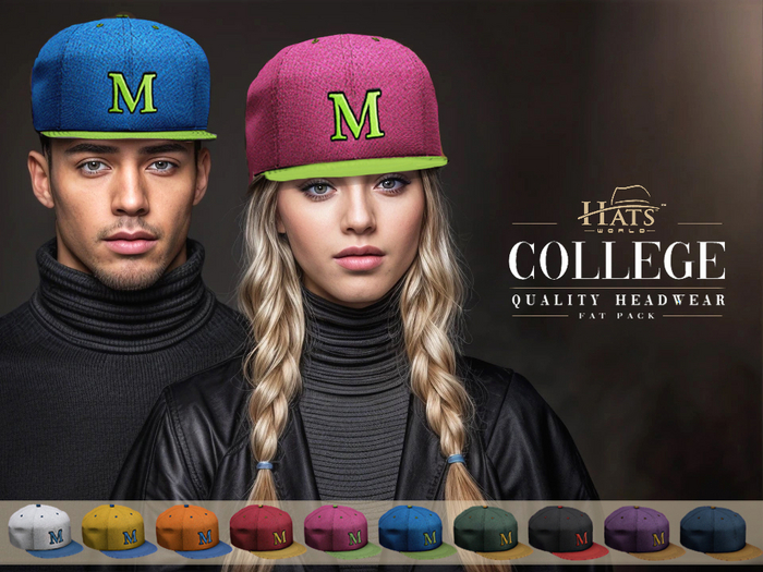 Second Life Marketplace - [HW] COLLEGE BASEBALL CAPS